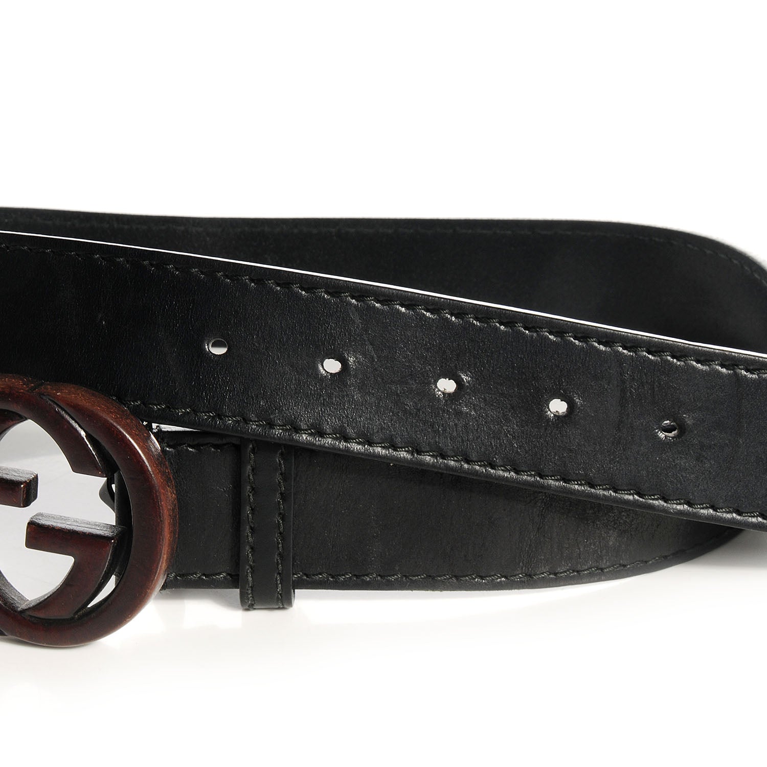 Gucci Leather Bamboo Interlocking G Belt 85 34 Black 3 of 4