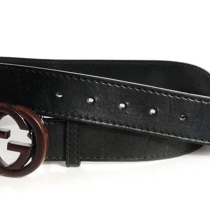 Gucci Leather Bamboo Interlocking G Belt 85 34 Black 3 of 4