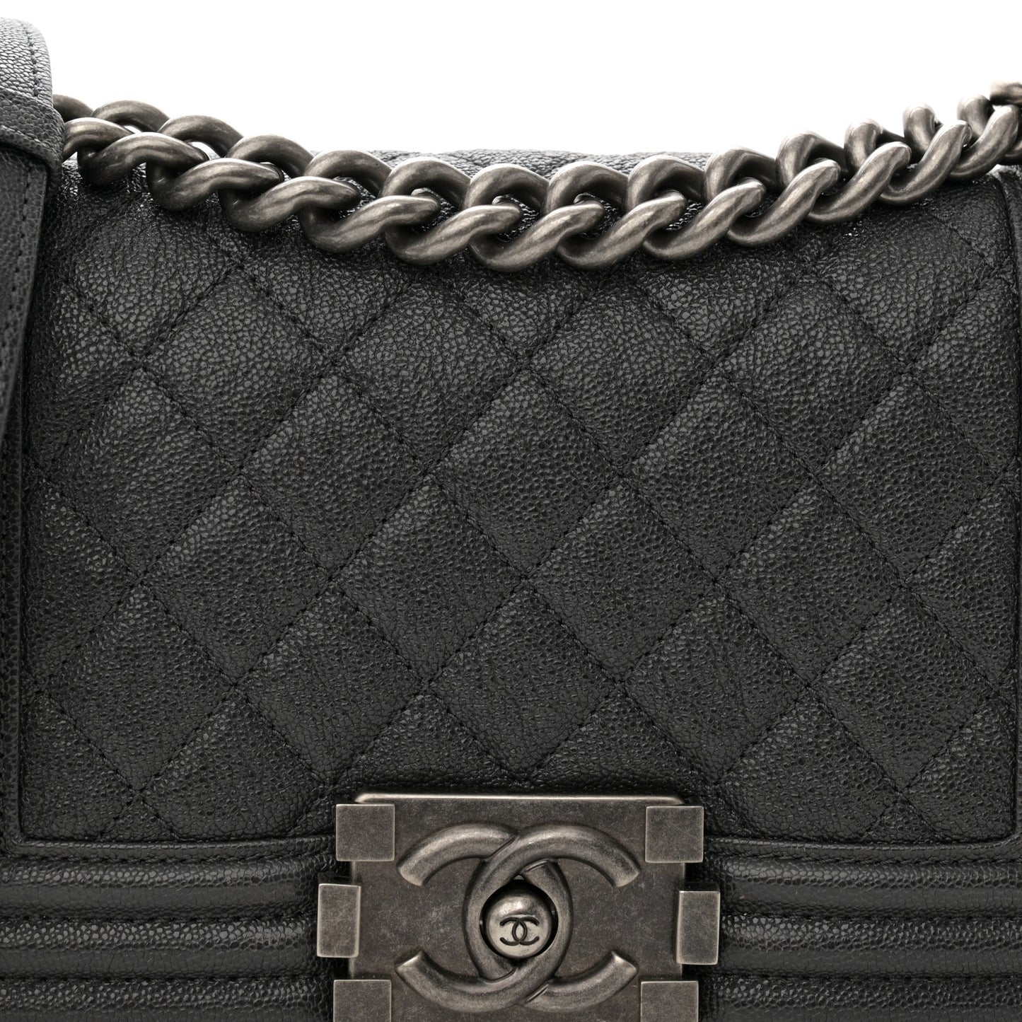 Caviar Quilted Small Boy Flap Grey