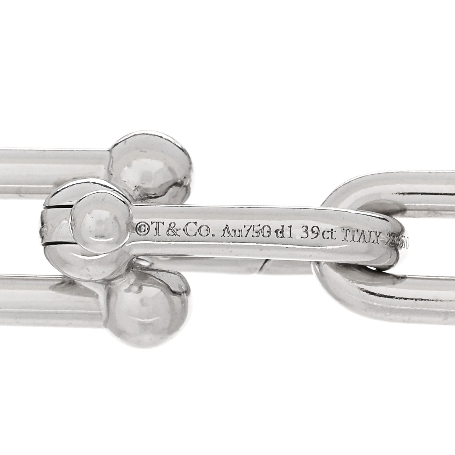 Tiffany 18K White Gold Diamond Medium HardWear Link Bracelet