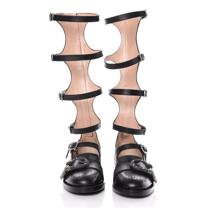 Gucci Calfskin Queercore Brogue Knee High Boots 37.5 Black 2 of 12