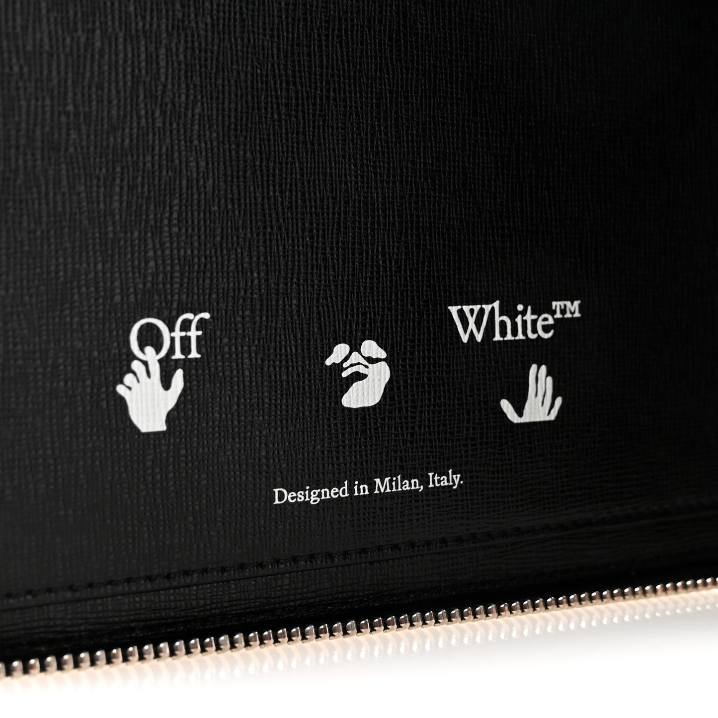 Saffiano Striped Diag Document Holder Black White