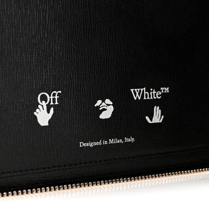 Off-White Saffiano Striped Diag Document Holder Black White 6 of 6