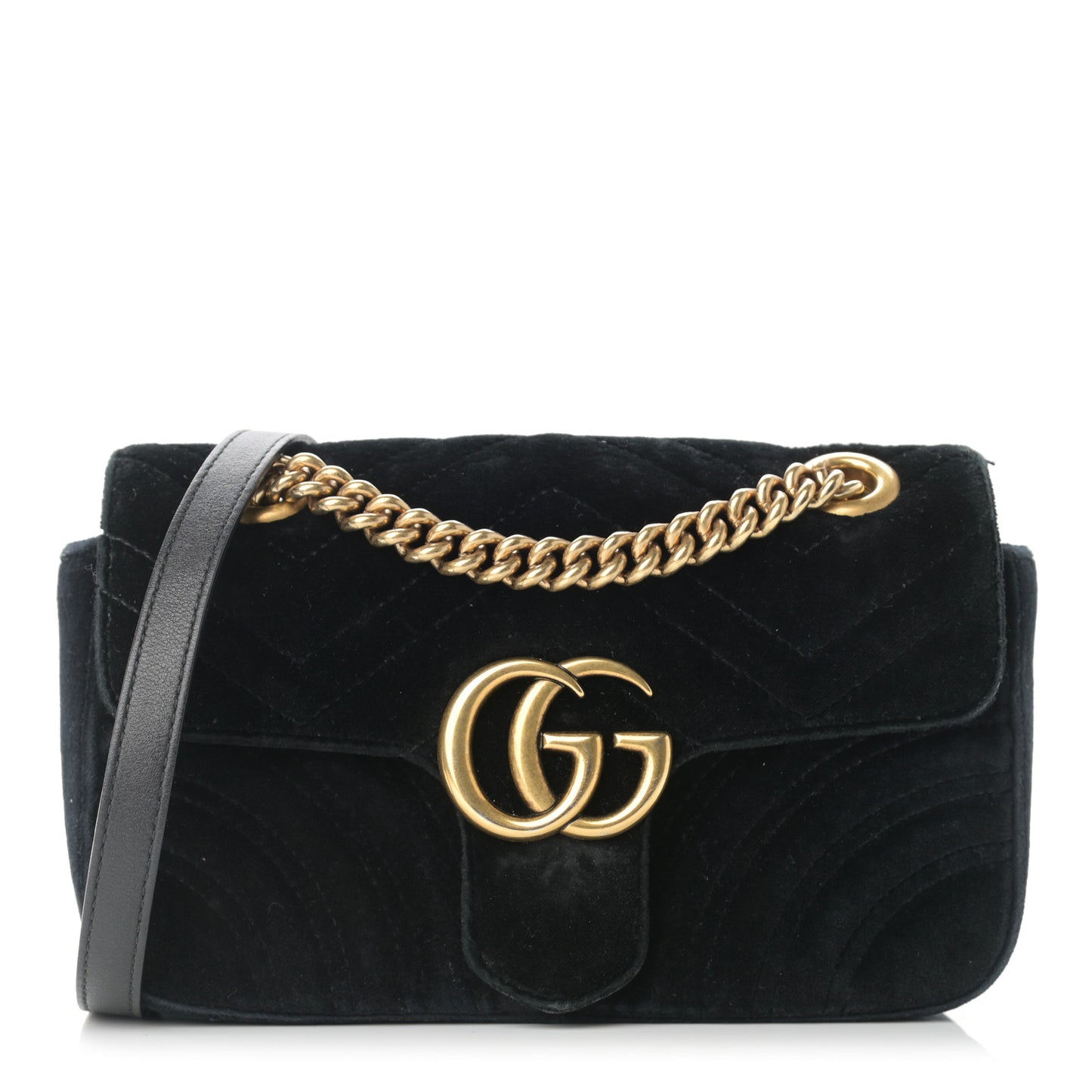 Velvet Matelasse Mini GG Marmont Shoulder Bag Black