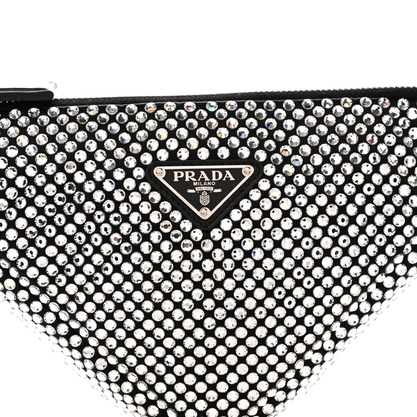 Satin Crystal Triangle Pouch Cristal