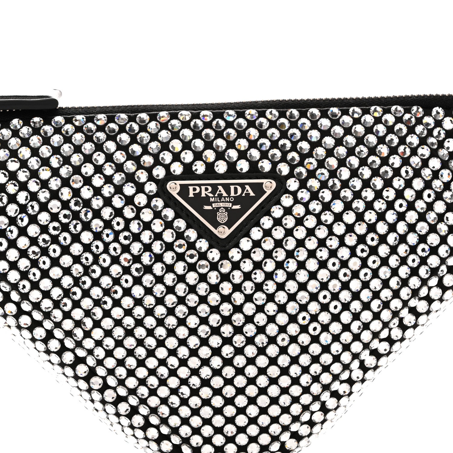 Prada Satin Crystal Triangle Pouch Cristal 8 of 10