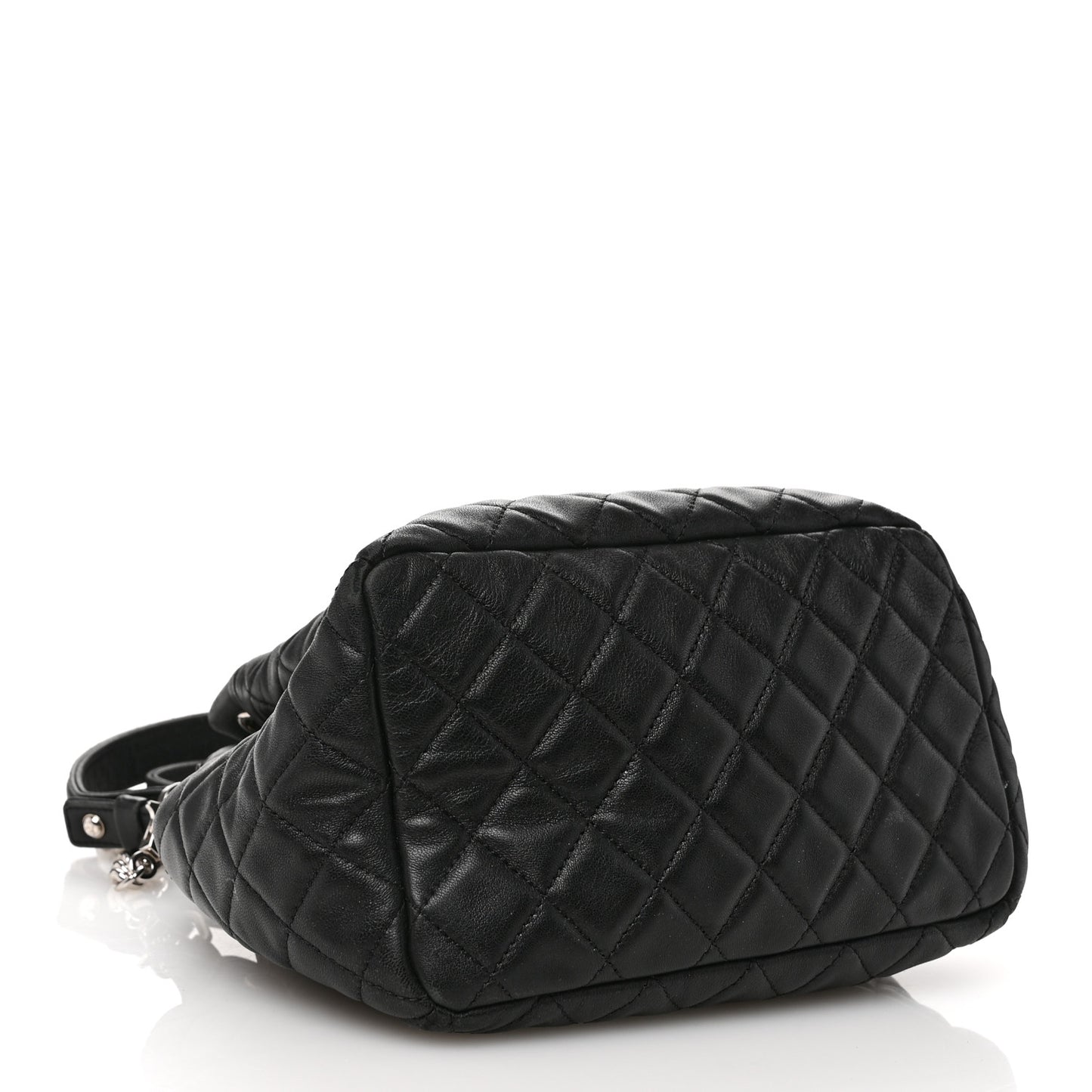 Lambskin Quilted CC Chain Bucket Bag Black Black