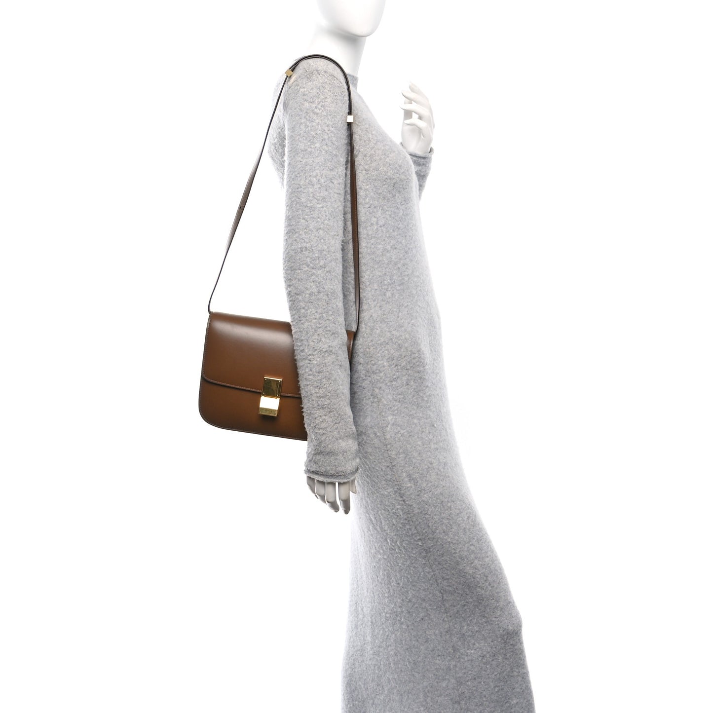 Box Calfskin Medium Classic Box Flap Bag Camel