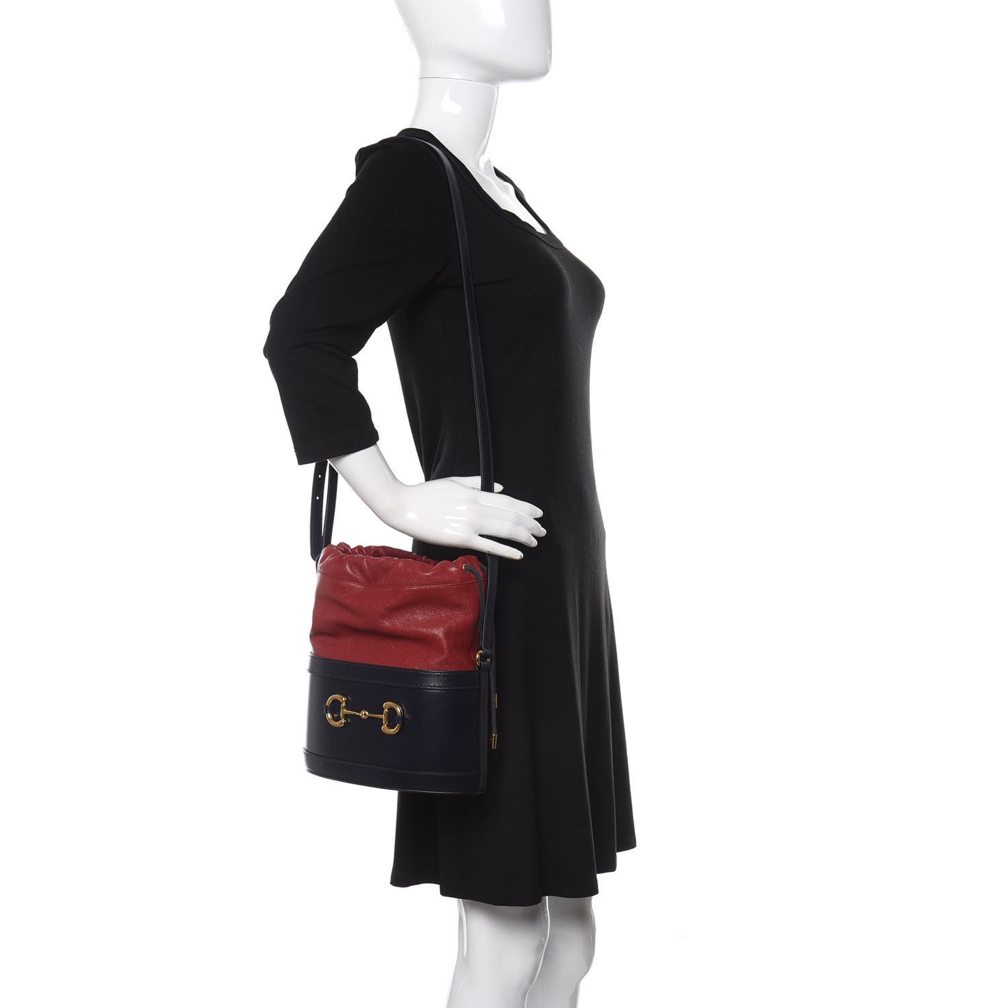 Azalea Sakai Be Green Calfskin Horsebit 1955 Drawstring Bucket Bag Blue New Cherry Red