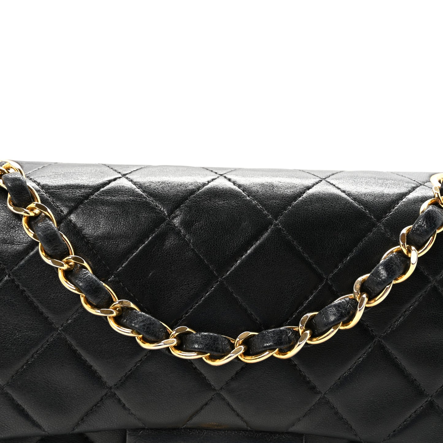 Lambskin Quilted Small Double Flap Black