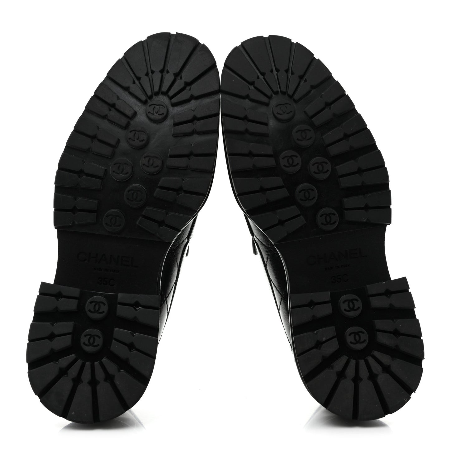 Calfskin Quilted CC Mocassin Loafers 35 Black
