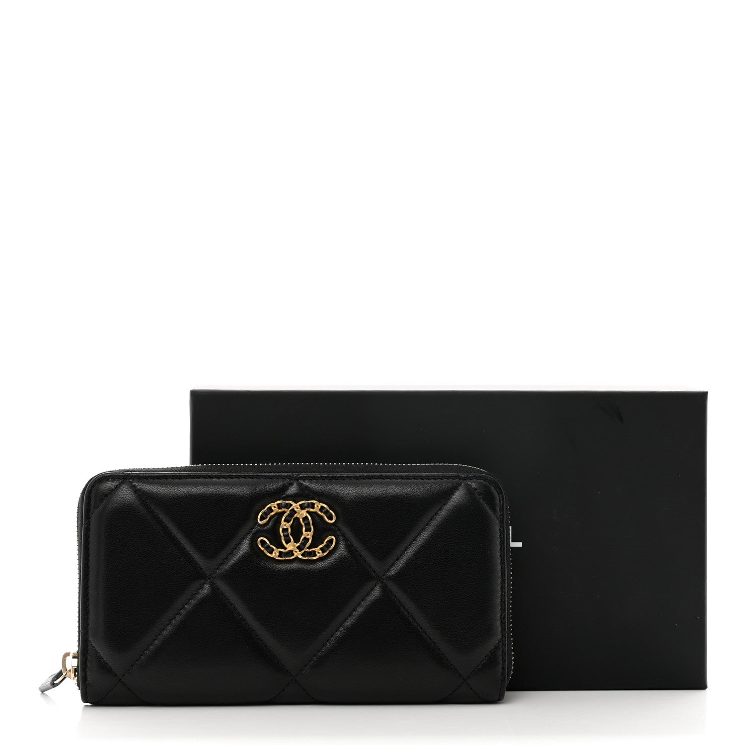Chanel Lambskin Quilted 19 Long Zipped Around Wallet Black 9 of 9