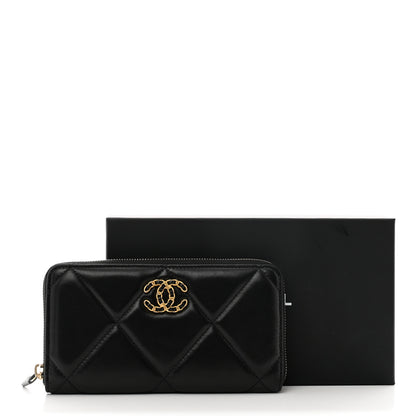 Chanel Lambskin Quilted 19 Long Zipped Around Wallet Black 9 of 9