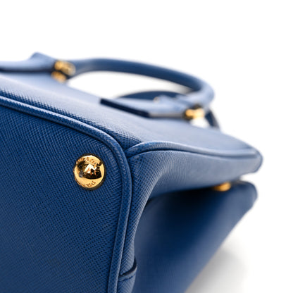 Prada Saffiano Micro Galleria Double Zip Tote Azzurro 13 of 14