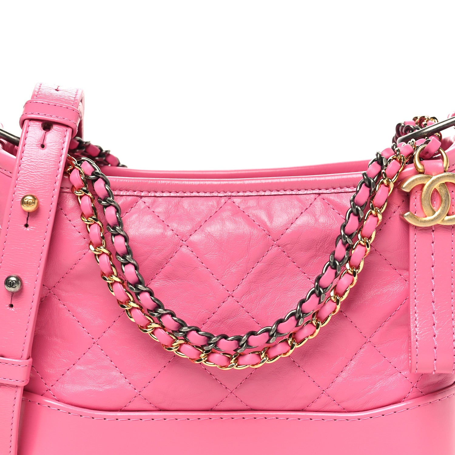 Chanel Aged Calfskin Quilted Small Gabrielle Hobo Pink 5 of 10