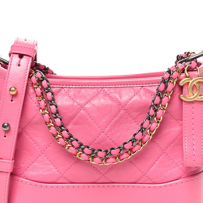 Chanel Aged Calfskin Quilted Small Gabrielle Hobo Pink 5 of 10