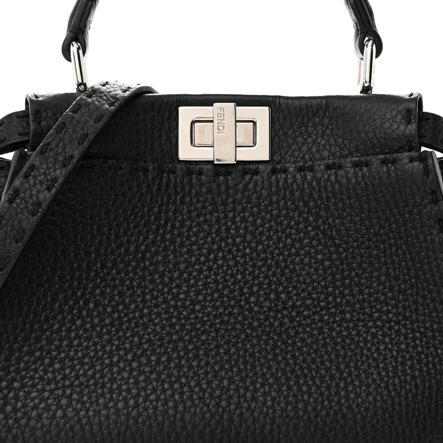 Cuoio Romano Selleria Bi-Color Mini Peekaboo Iconic Satchel Black Mou