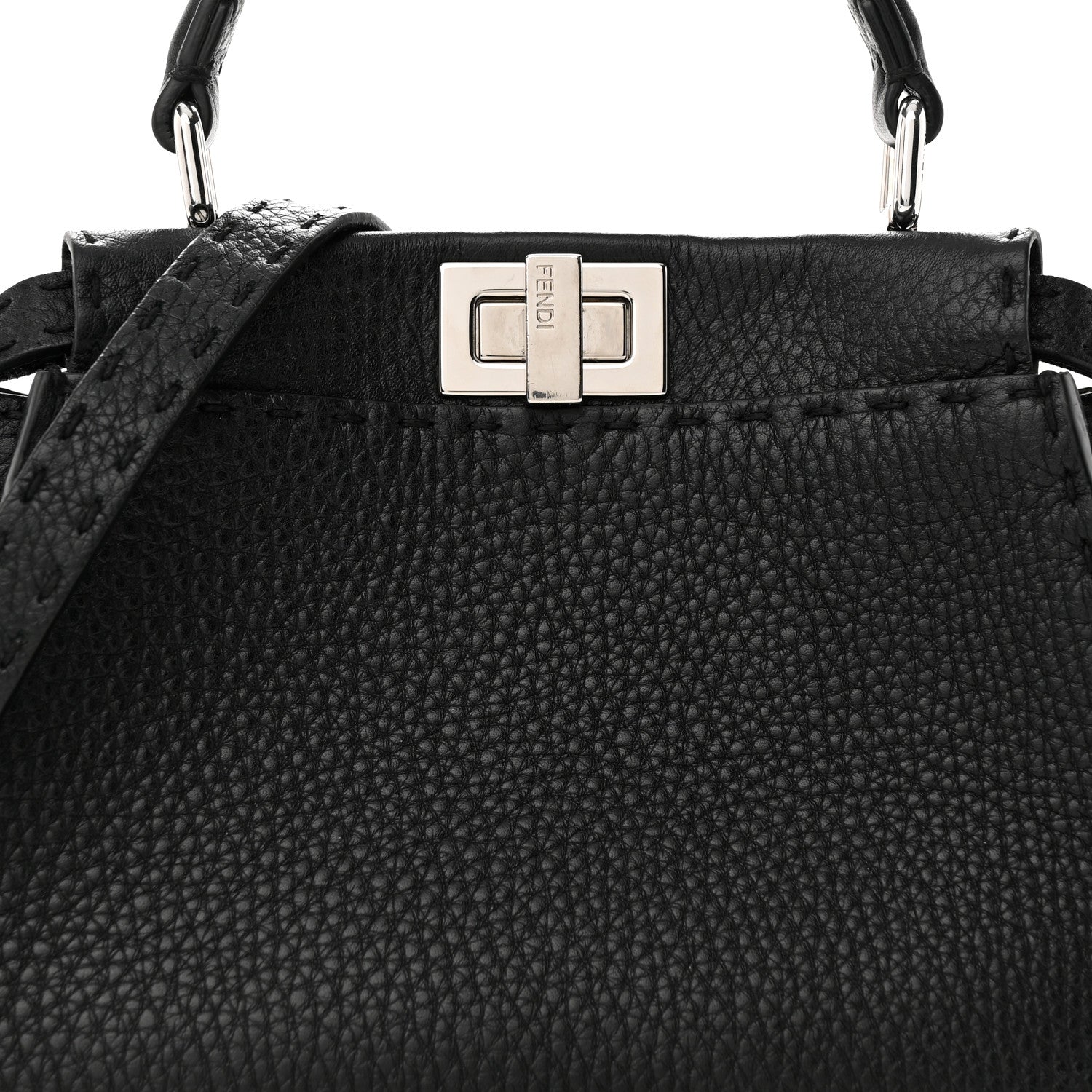 Fendi Cuoio Romano Selleria Bi-Color Mini Peekaboo Iconic Satchel Black Mou 8 of 10