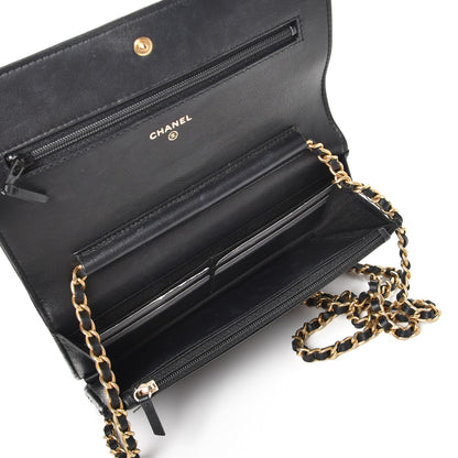 Chanel Calfskin Quilted Boy Wallet On Chain WOC Black 5 of 10