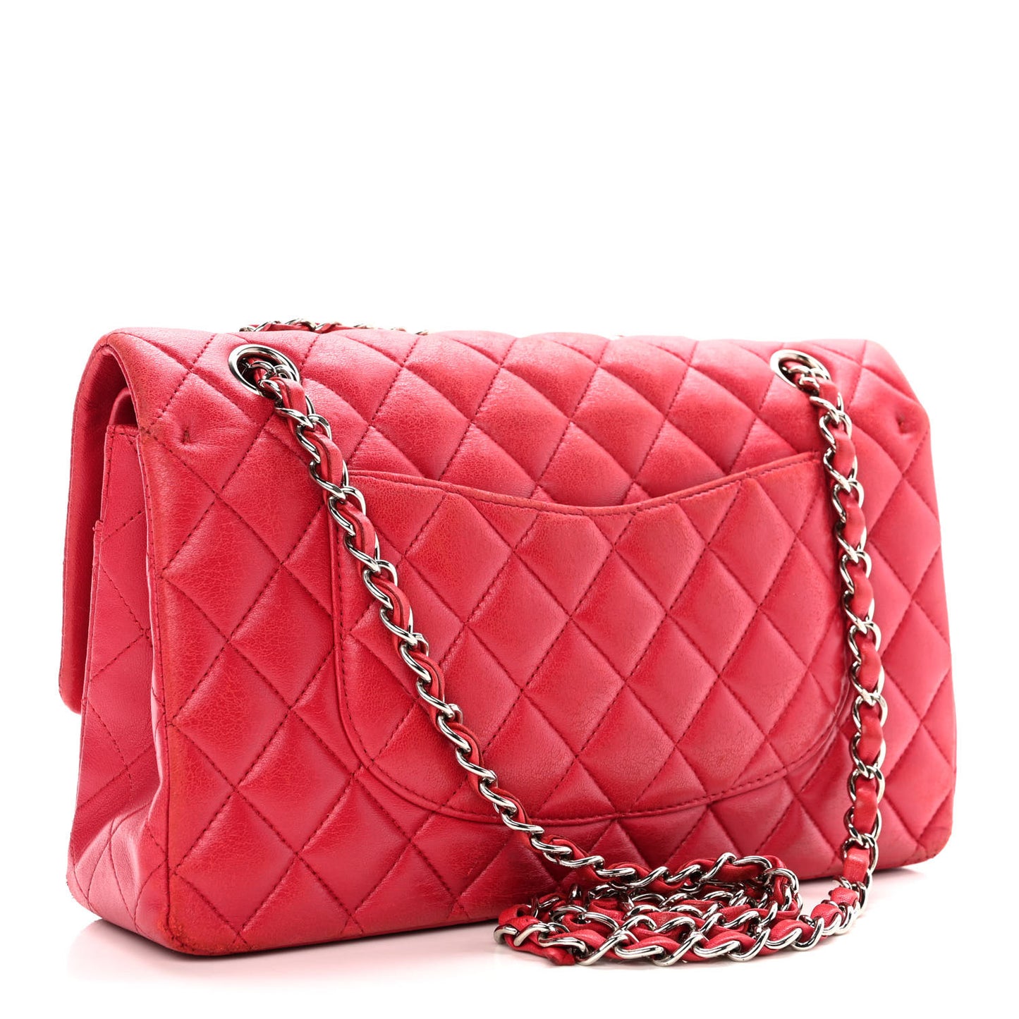 Lambskin Quilted Medium Double Flap Red