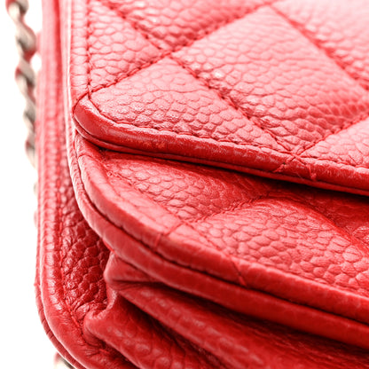 Chanel Caviar Quilted Wallet on Chain WOC Red 16 of 17