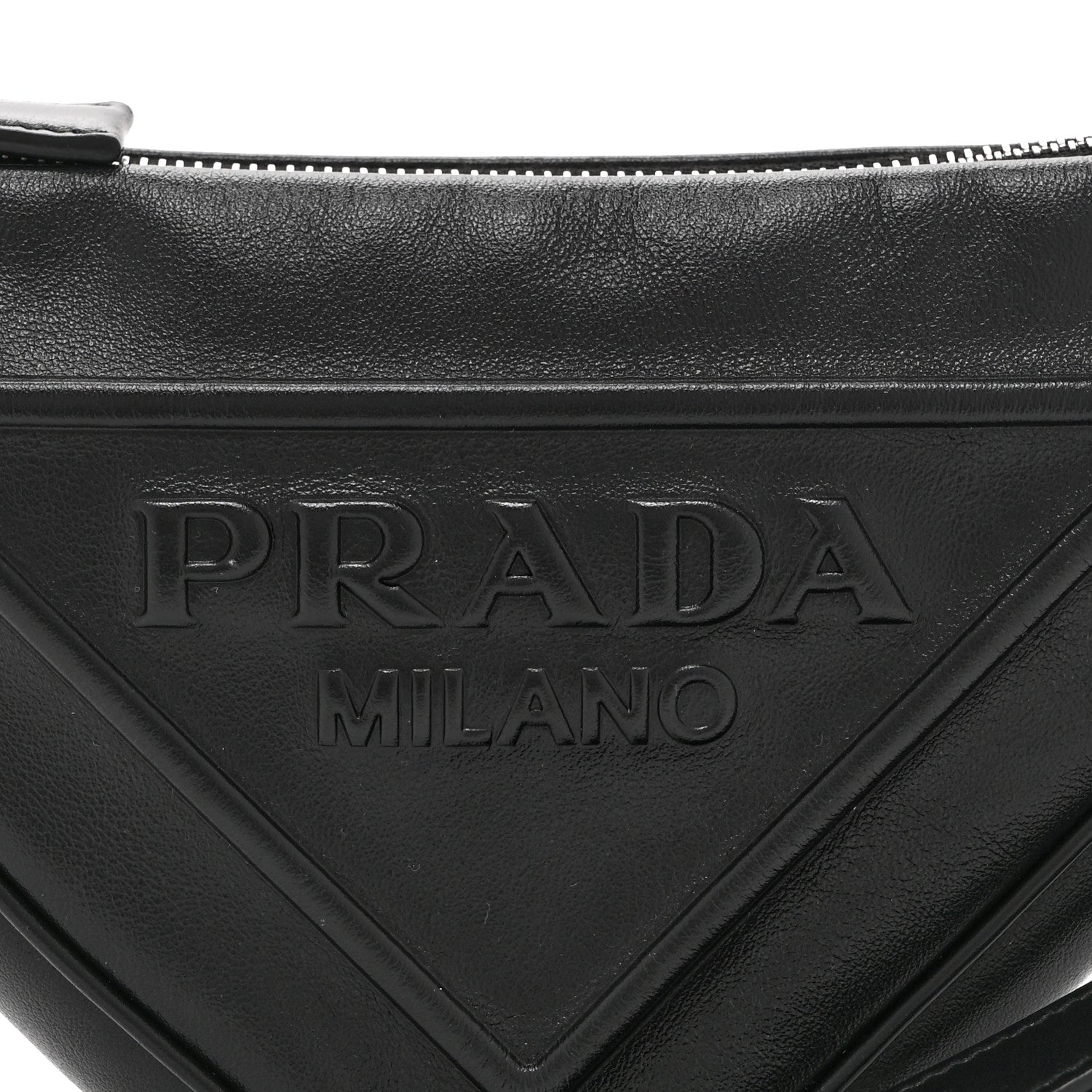 Prada Grace Lux Triangle Logo Embossed Triangle Wristlet Pouch Black 8 of 10