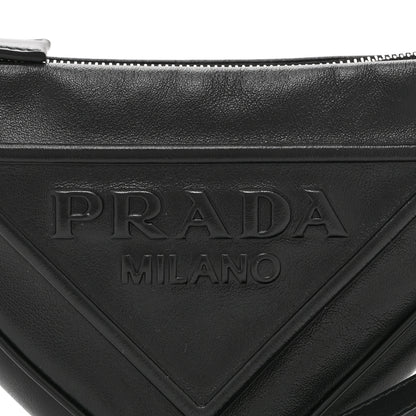 Prada Grace Lux Triangle Logo Embossed Triangle Wristlet Pouch Black 8 of 10