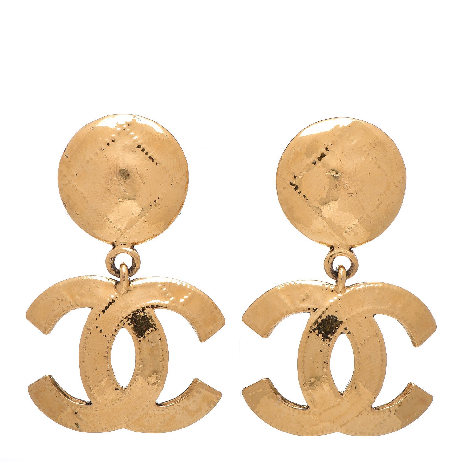 Chanel CC Large Drop Clip On Earrings Gold 1 of 4