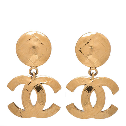 Chanel CC Large Drop Clip On Earrings Gold 1 of 4
