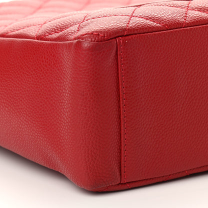 Chanel Caviar Quilted Petit Shopping Tote PST Red 9 of 13