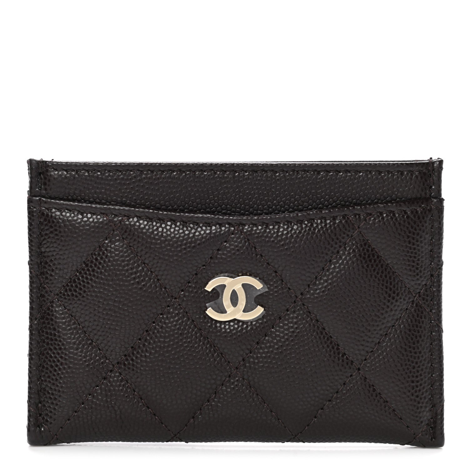 Chanel Caviar Quilted Card Holder Dark Brown 1 of 9