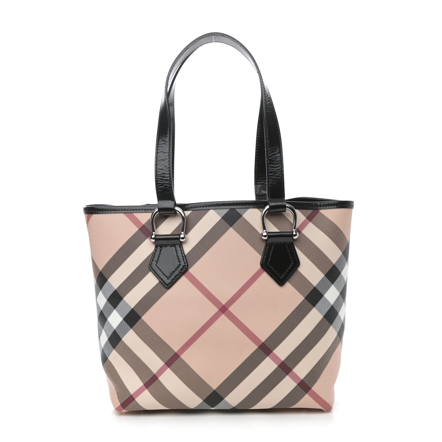 Patent Trim Nova Check Small Nickie Shopper Tote