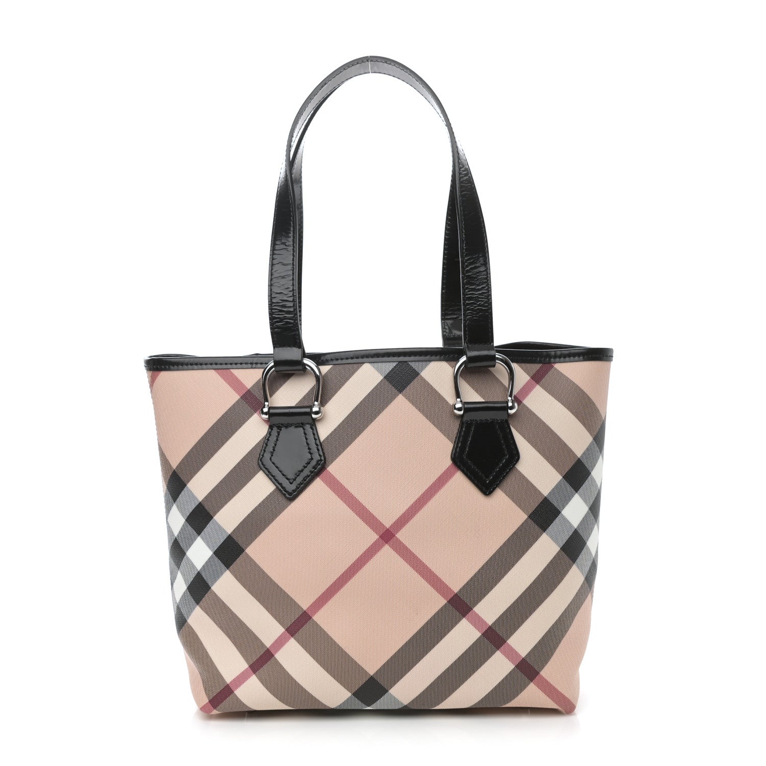 Burberry Patent Trim Nova Check Small Nickie Shopper Tote 1 of 11