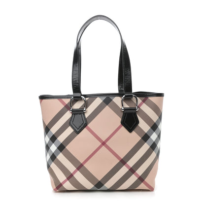Burberry Patent Trim Nova Check Small Nickie Shopper Tote 1 of 11