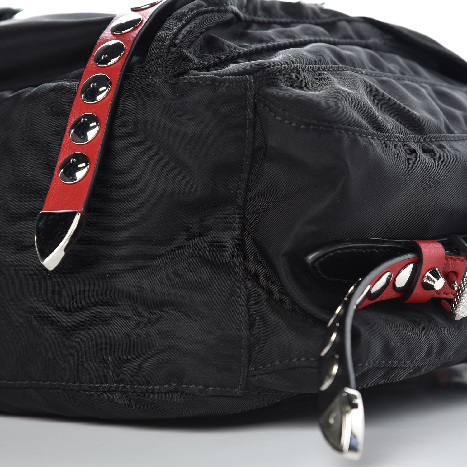 Prada Nylon New Vela Studded Messenger Black Fuoco 9 of 10