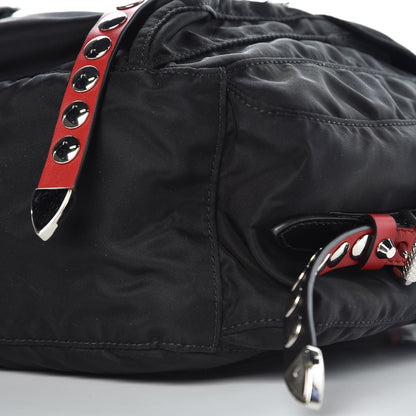 Prada Nylon New Vela Studded Messenger Black Fuoco 9 of 10