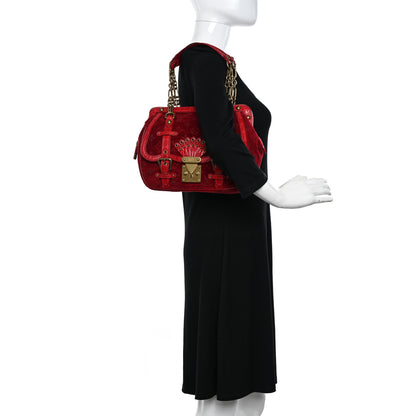 Louis Vuitton Monogram Velours Alligator Gracie MM Rouge 2 of 10