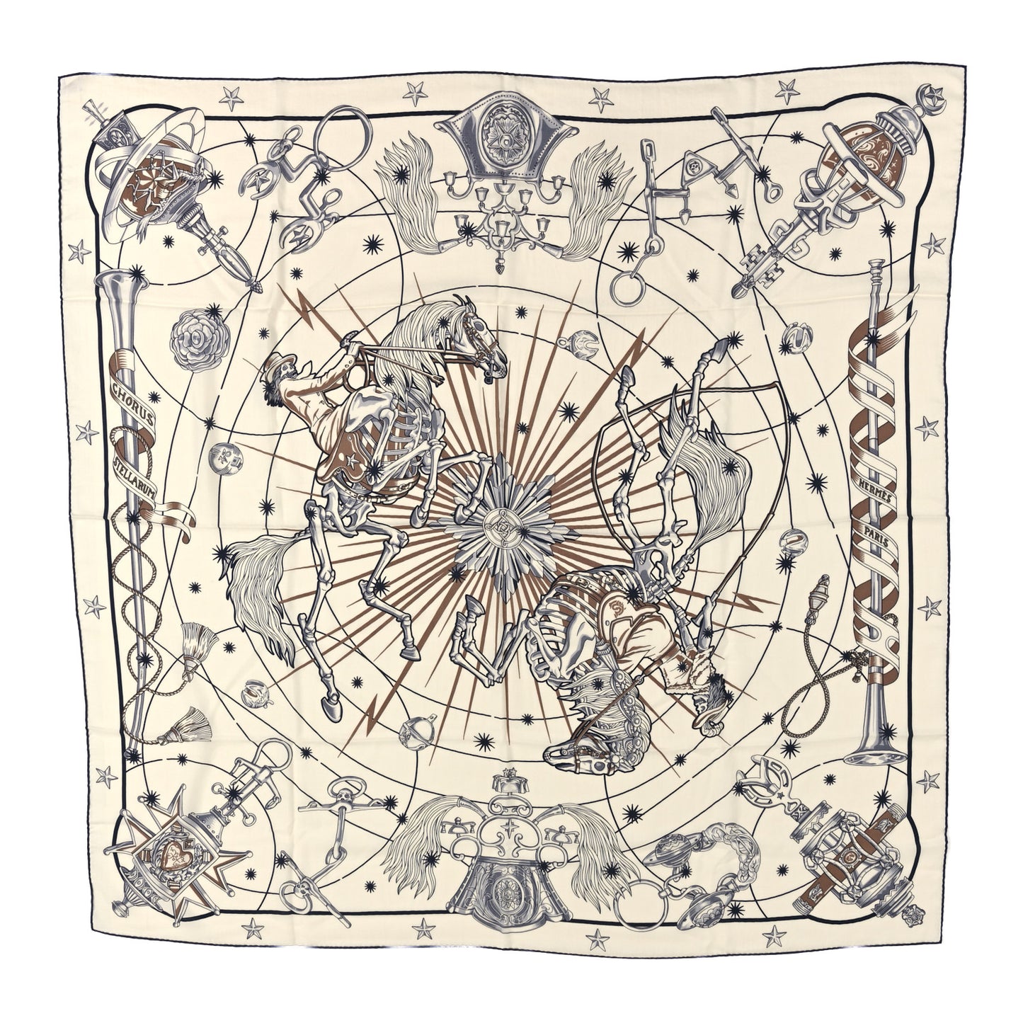 Cashmere Silk Chorus Stellarum Shawl 140 Blanc Marine Beige