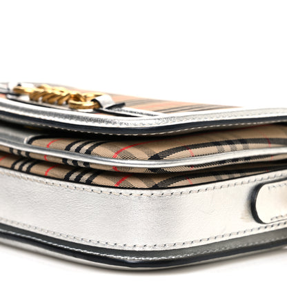 Burberry Smooth Calfskin 1983 Knight Check Link Shoulder Bag Silver 10 of 10