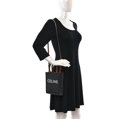 Celine Triomphe Canvas Calfskin Mini Vertical Cabas Tan 2 of 8