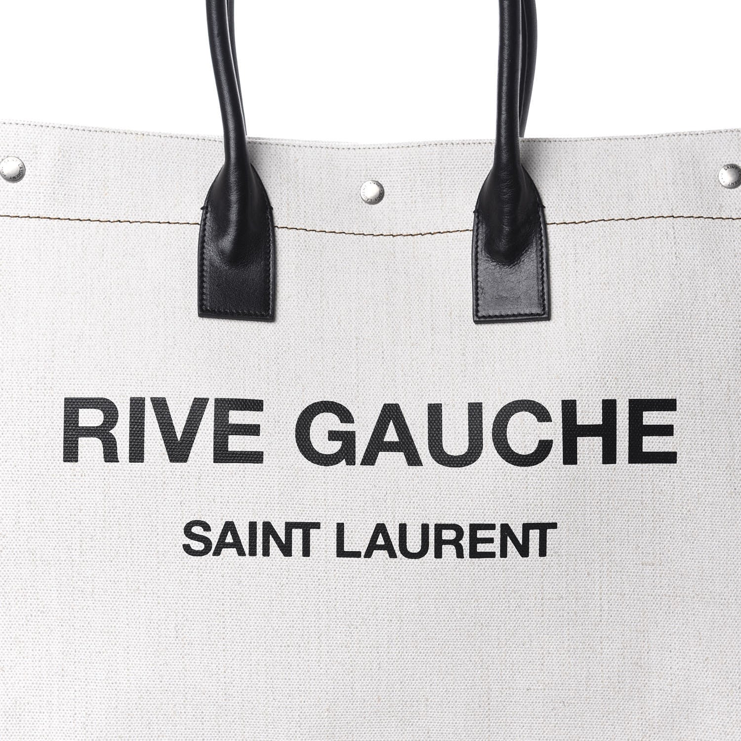 Saint Laurent Linen Calfskin Rive Gauche Tote Optic White 9 of 9