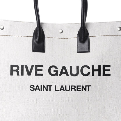Saint Laurent Linen Calfskin Rive Gauche Tote Optic White 9 of 9