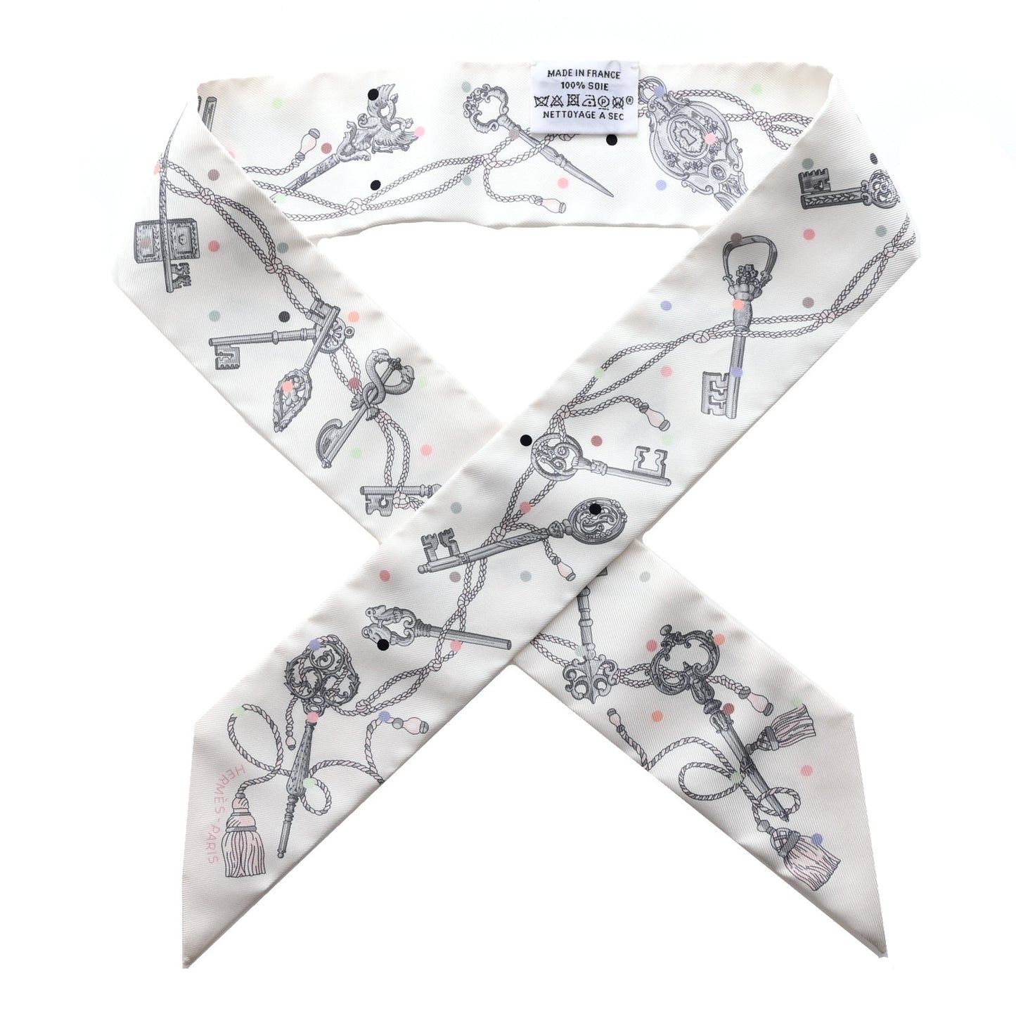 Silk Les Cles A Pois Twilly White Gris Acier