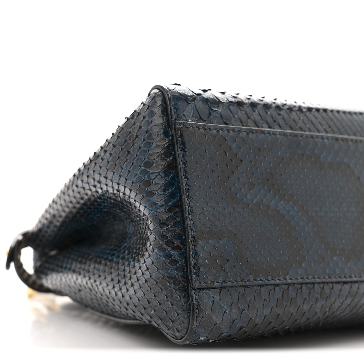 Fendi Python Shiny Nappa Mini Peekaboo Iconic Satchel Blue Jeans 9 of 13