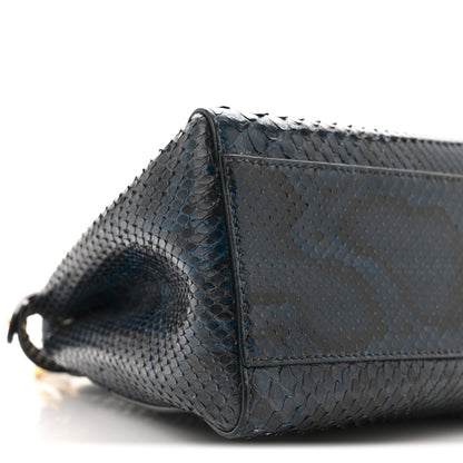 Fendi Python Shiny Nappa Mini Peekaboo Iconic Satchel Blue Jeans 9 of 13