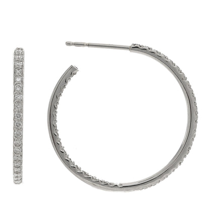 Roberto Coin 18K White Gold Diamond Medium Hoop Earrings 1 of 4