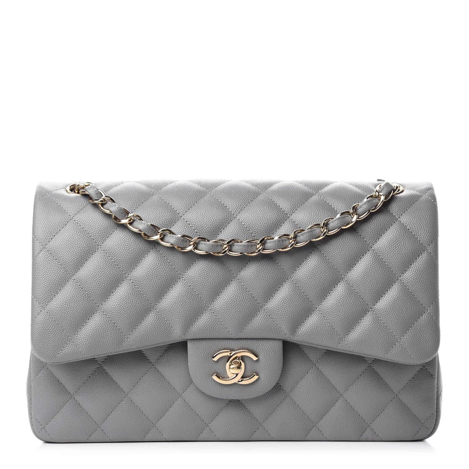 Chanel Caviar Quilted Jumbo Double Flap Grey 1 of 10