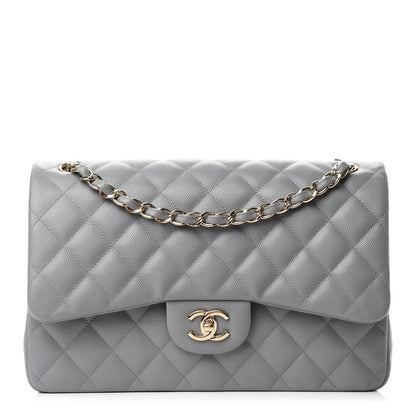 Chanel Caviar Quilted Jumbo Double Flap Grey 1 of 10