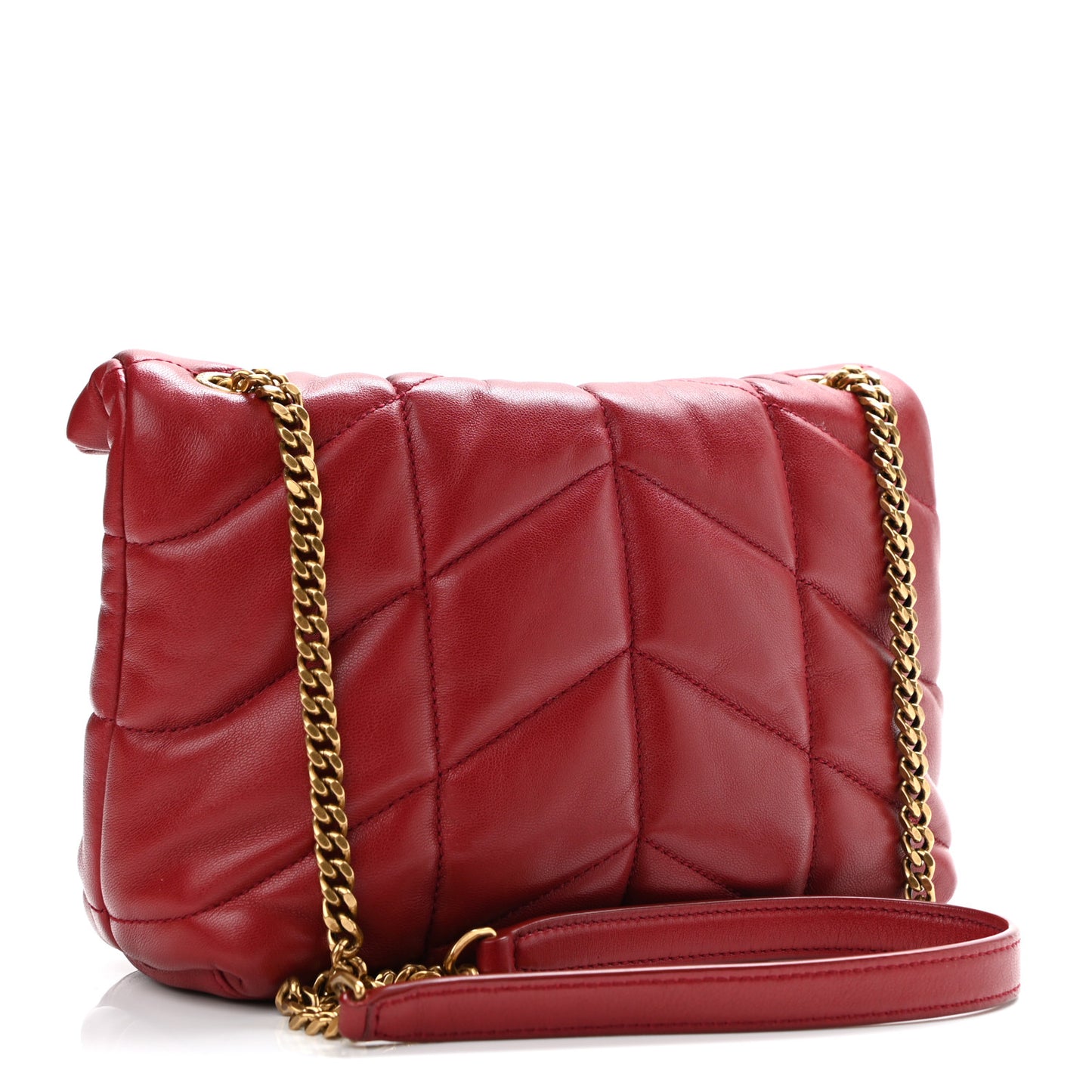 Lambskin Quilted Toy Loulou Puffer Monogram Chain Satchel Red
