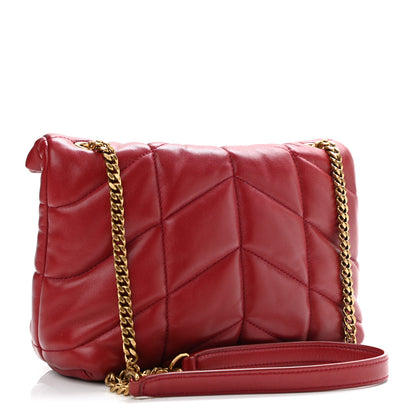 Saint Laurent Lambskin Quilted Toy Loulou Puffer Monogram Chain Satchel Red 3 of 13